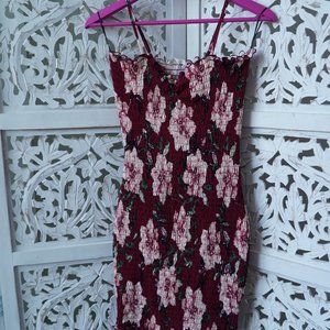 Bear Dance | Red floral smocked midi dress